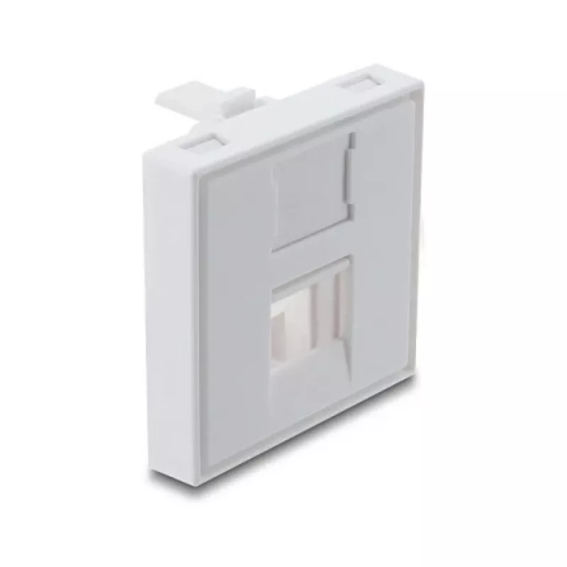 Einrastbare 45×45 mm Keystone-Modulabdeckung DELOCK Easy 45 für 1 Port, ABS, weiß, mit Staubschutzkappe