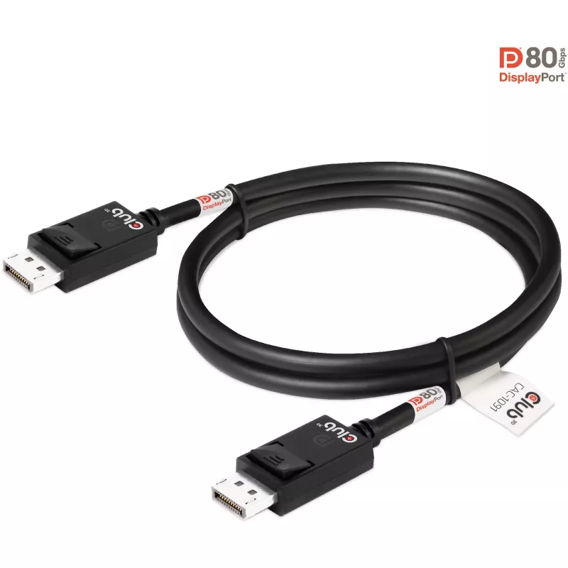 CLUB3D DisplayPort 2.1 Bi-Direktionales VESA DP80 Zertifiziertes Kabel 4K240Hz, 8K60Hz oder 10K30Hz M/M 1,2 m