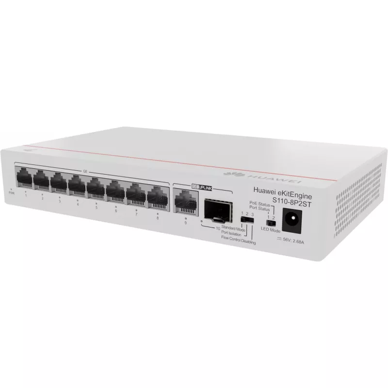 HUAWEI eKit S110 Series S110-8P2ST Unmanaged L2 Gigabit Ethernet (10/100/1000) Power over Ethernet (PoE) Grau