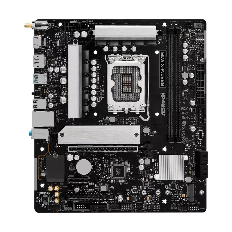 Motherboard ASRock B860M-X WiFi — Intel B860, LGA 1851, micro ATX, DDR5, 2x DIMM, 4x M.2, 2.5Gb LAN, Wi‑Fi 6E, Bluetooth 5.3