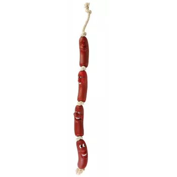 Kauknochen für Hunde Trixie Snack Toy Würstchen am Seil, Vinyl, 750 mm, bronze, 1 Stück