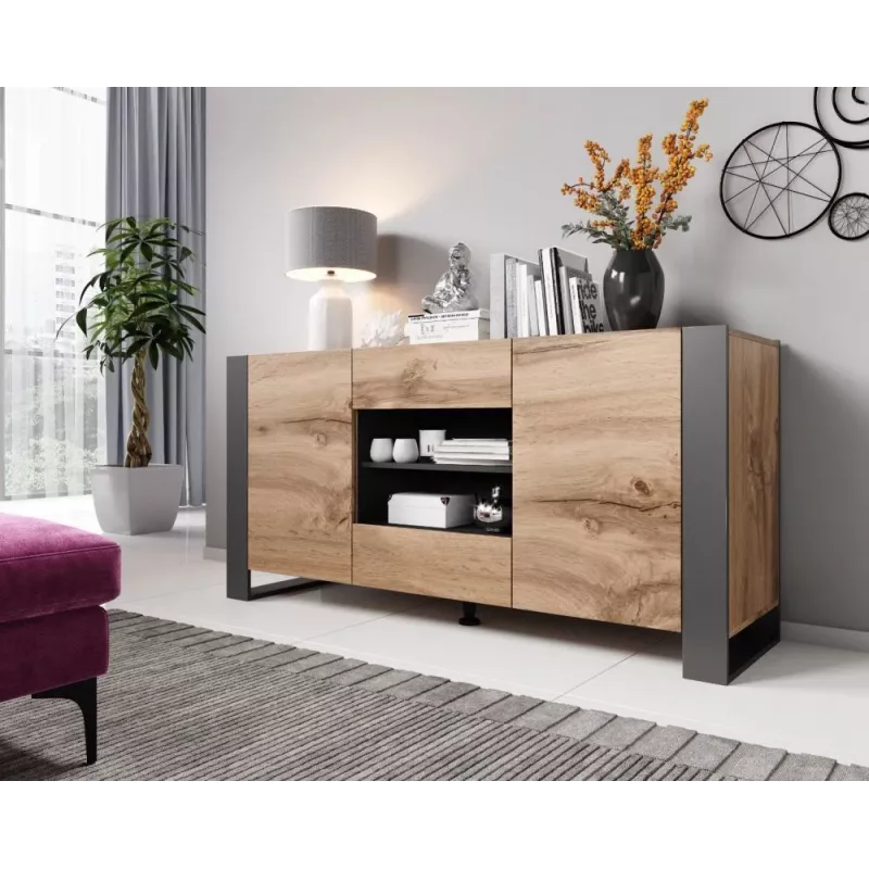 Cama Kommode WOOD Wotan-Eiche/Anthrazit