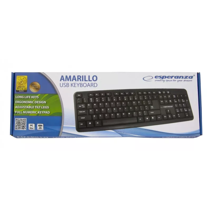 Kabelgebundene Tastatur ESPERANZA EK134 Full-Size 100% USB, schwarz, 1,45 m Kabel