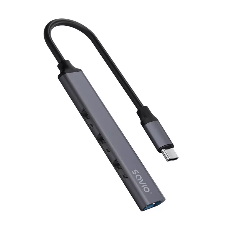 USB 3.0 4-Port Schnittstellen-Hub SAVIO AK-71 mit USB-C Host, 5000 Mbit/s, 2 Jahre Garantie