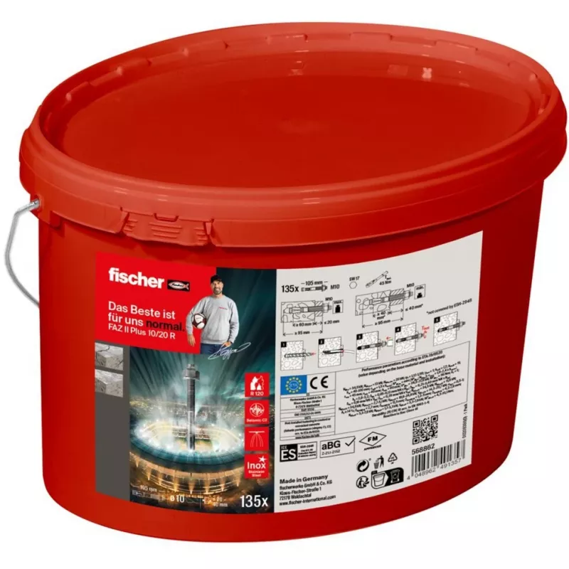 Edelstahl-Bolzenanker FISCHER FAZ II Plus 10/20 R — 135 Stück, Eimer