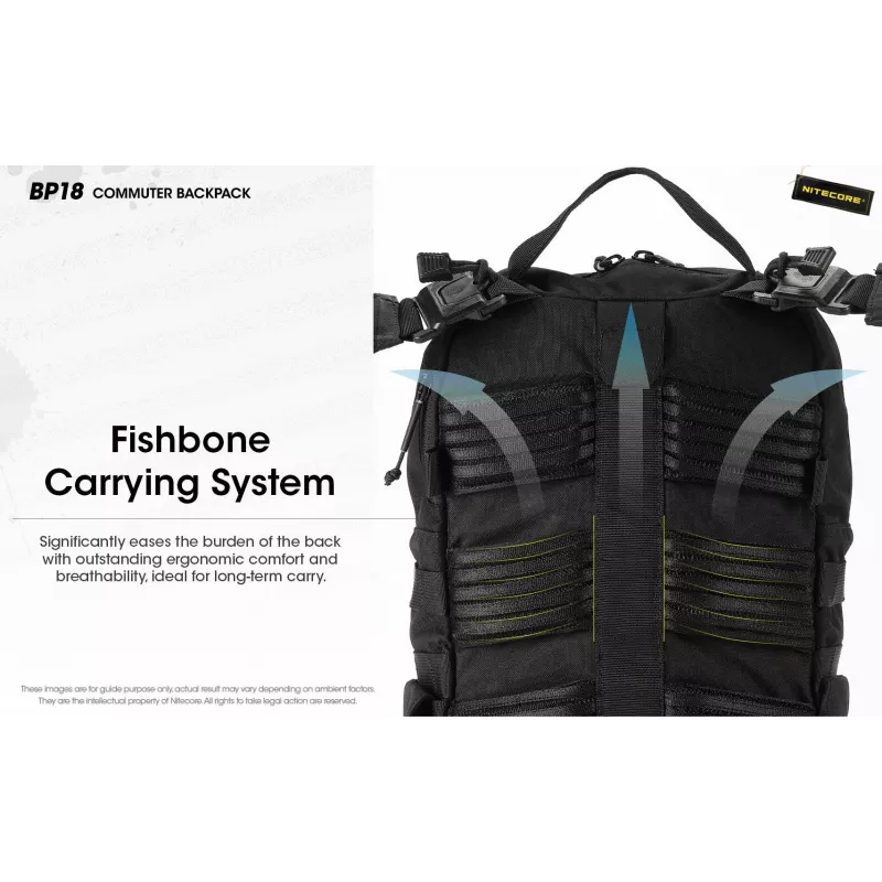 Reiserucksack Nitecore BP18 — schwarz Nylon/Polyester, 240×160×470 mm