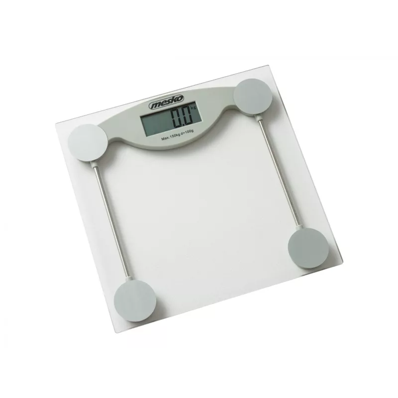 Elektronische Personenwaage Mesko MS 8137 — 150 kg Kapazität, 100 g Genauigkeit, weiß/transparent