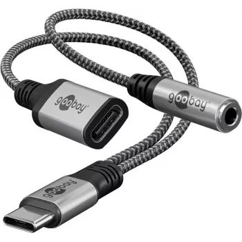 Goobay Adapter USB-C™ auf USB-C™ und Klinke, 3,5 mm AUX (74524)