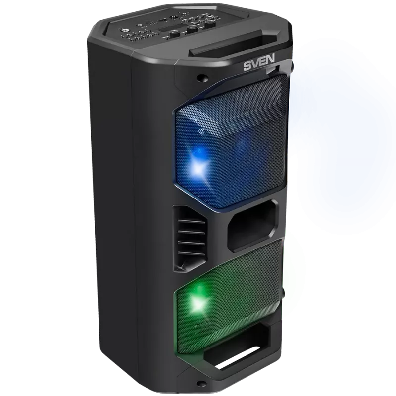 Lautsprecher SVEN PS-600, schwarz (50W, TWS, Bluetooth, FM, USB, microSD, LED-Display, 4000mAh)