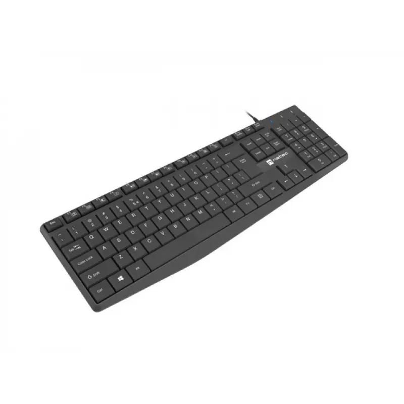 Kabelgebundene Full-Size-Tastatur NATEC NAUTILUS NKL-1950 — USB, QWERTY US International, 105 Tasten, Schwarz
