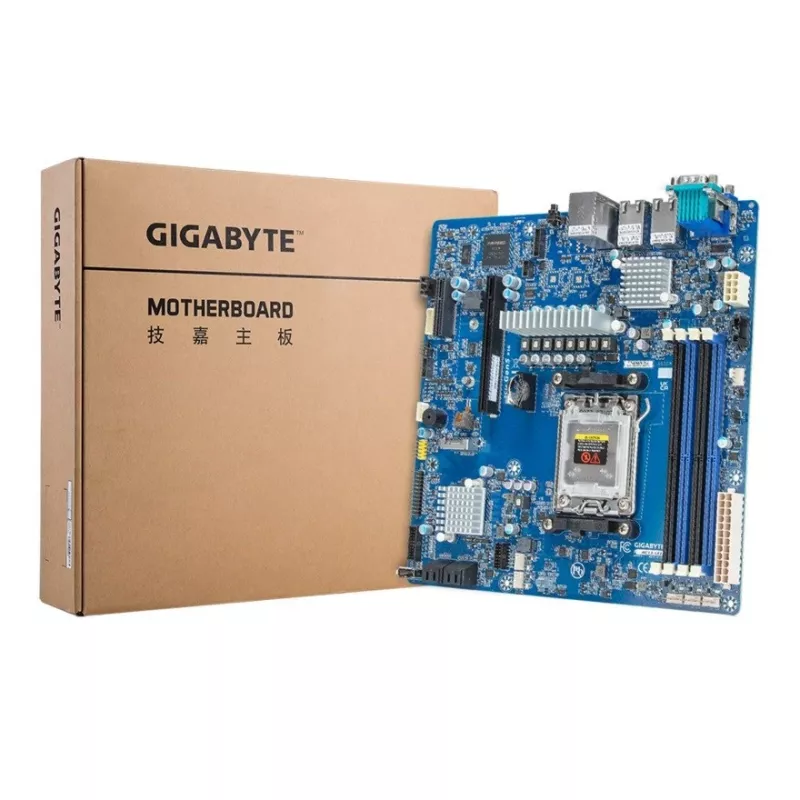 Motherboard GIGABYTE MC13-LE1 B650E microATX für AMD AM5 (Ryzen 7000/9000, DDR5, 4x DIMM, 10Gb LAN, 2x RJ-45, 4x SATA III, M.2, RAID)