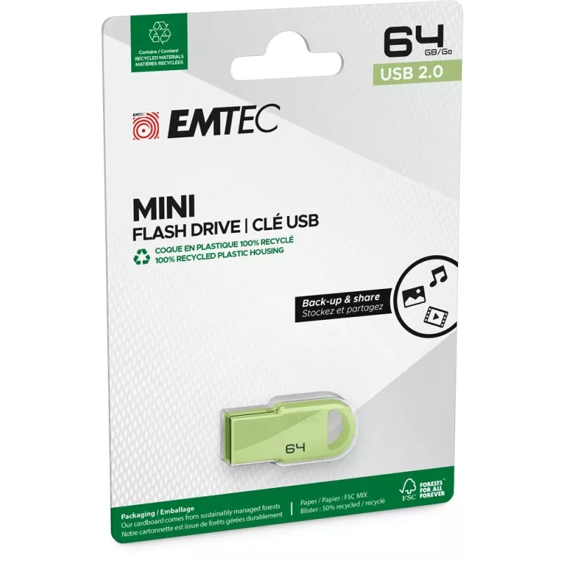USB-Flash-Laufwerk Emtec D250 Mini 64 GB USB Typ-A 2.0 Schwarz