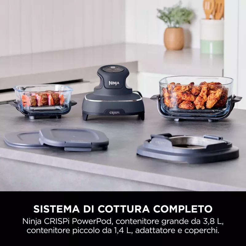 Ninja CRISPi Single 3,8 L 1700 W Heißluftfritteuse Blau, Grau, Transparent