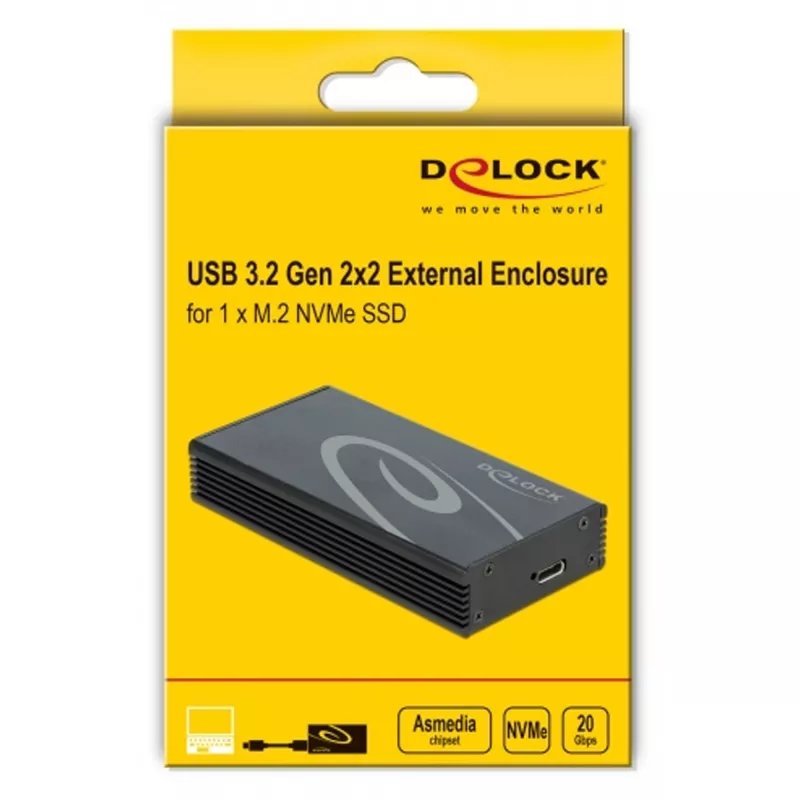 Externes Gehäuse DeLOCK M.2 NVMe PCIe SSD USB 3.2 Gen 2x2