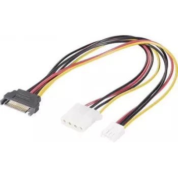 Renkforce Strom-Y-Kabel [1x SATA-Strom-Stecker 15pol. - 1x IDE-Strombuchse 4pol., Floppy-Stecker 4pol.] 20,00 cm Schwarz, Rot, Gelb (RF-4536476)