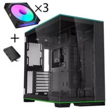 Lian Li O11 Dynamic EVO RGB PC-Gehäuse-Bundle, Midi-Tower, ARGB, gehärtetes Glas + 3x UNI FAN SL-INF – Schwarz