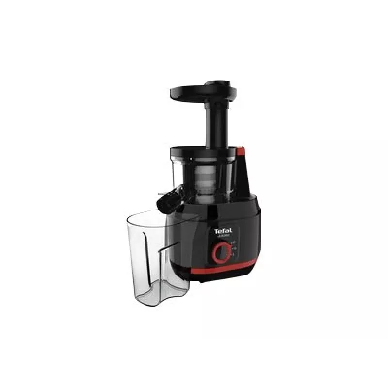 Slow Juicer Tefal Juiceo ZC150 – 150 W, 4,5 cm Einfüllschacht, 0,8 l Saft- und Tresterbehälter, 80 RPM, Schwarz/Rot