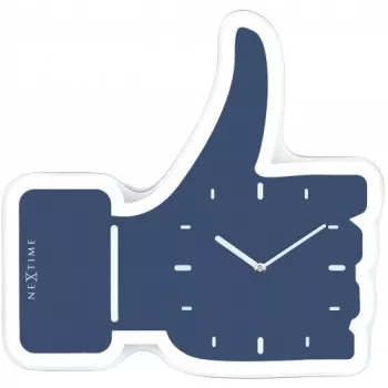 NeXtime Uhr 5185bl Mini Thumbs Up, 20,5x21, Wand, Blau/Silber