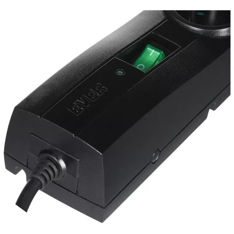Power strip EVER CLASSIC 5-Steckdosen 3 m Kabel 250 V 10 A mit Überspannungsschutz (175 J) Schwarz
