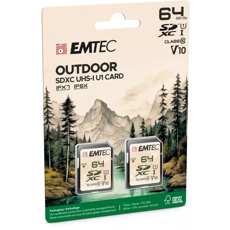 Flash-Speicher Emtec 64GB UHS-I U1 V10 Outdoor ECMSD64GXCU1ORP
