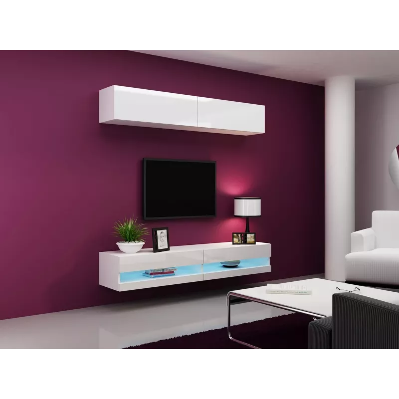Cama Wohnzimmer-Schrankset VIGO neu 10 weiß/weiß glänzend