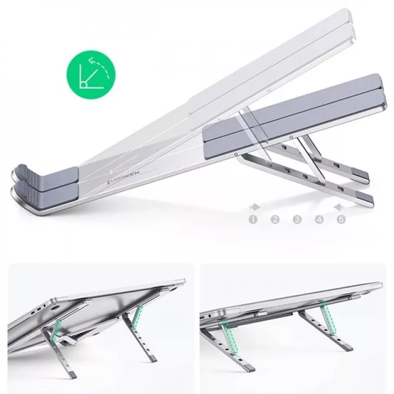 Laptop-Ständer UGREEN LP451 verstellbar Aluminiumlegierung für 8–17 Zoll Laptops, 5 Positionen, silber