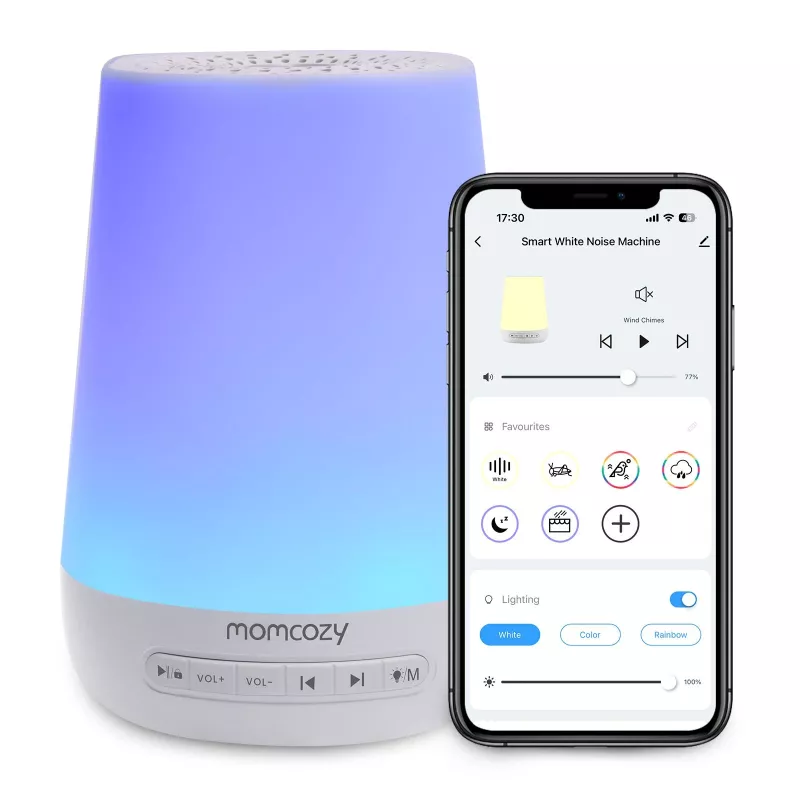 Momcozy WN02 LED Nachtlicht mit weißem Rauschen, Wi-Fi, Alexa, USB-C