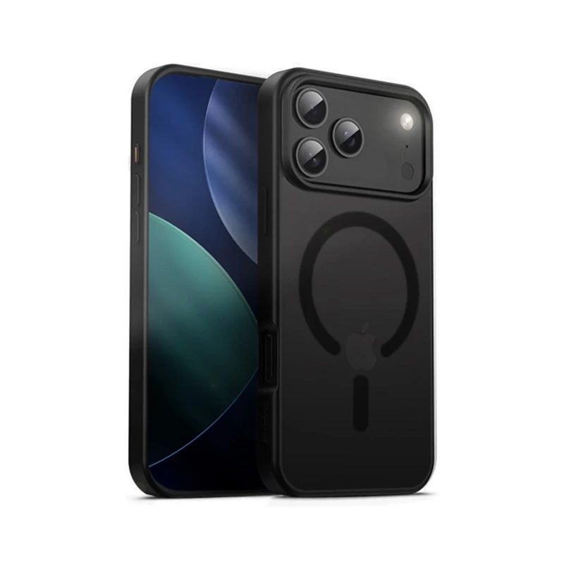 Crong Hybrid Frost MAG Cover Case mit MagSafe für iPhone 17 Pro Max Frosted Schwarz