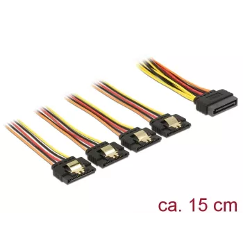 SATA-Kabel DeLOCK 60156 0,15 m SATA 15-polig 4 x SATA 15-polig Mehrfarbig