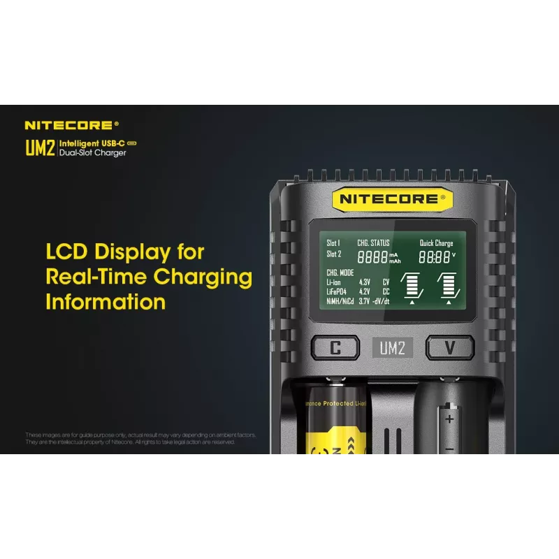 Nitecore UM2 Akkuladegerät Haushaltsbatterie DC Lithium-Ionen Nickel-Cadmium