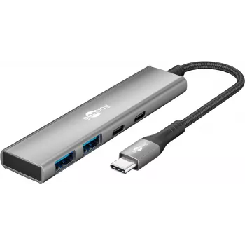 Goobay Slim 4-Port USB-Hub USB-C auf/USB-A 5 Gbit/s - Plug USB 3.2 (76563)