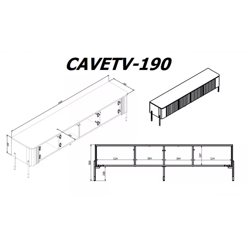 Cama VERA TV-Schrank 190x40x50 Kaschmir matt