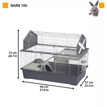 Käfig Ferplast Barn 100 für Kaninchen und Meerschweinchen, Metall/Kunststoff, 960×570×730 mm, taupe/weiß