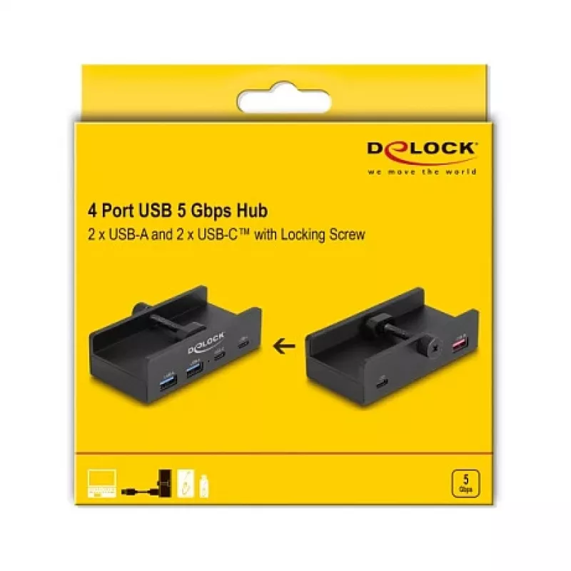 DeLOCK 64262 USB 2.0 Typ-A Hub 5000 Mbit/s Schwarz