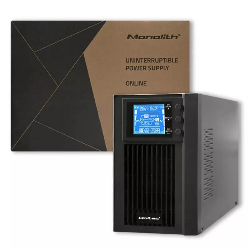 Qoltec 53042 USV (unterbrechungsfreie Stromversorgung) Doppelwandlung (Online) 1 kVA 800 W 2 AC-Ausgänge