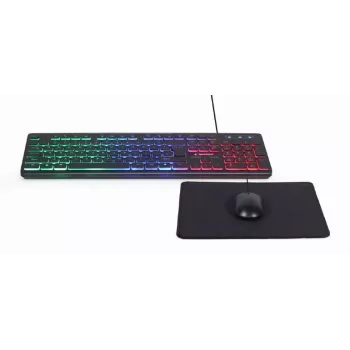 Kabelgebundene Full-Size-Tastatur mit Maus Gembird KBS-UML-01 — USB, QWERTY US, 104 Tasten, schwarz