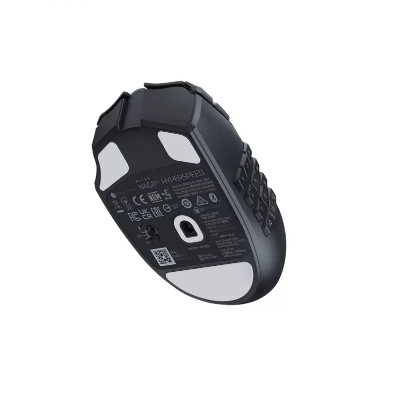 Gaming-Maus Razer Naga V2 HyperSpeed RF Wireless + Bluetooth, rechtshändig, 30000 DPI, optisch, schwarz