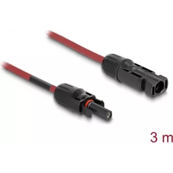 Kabel DELOCK 90971 Solarpanel-Zubehör, 3 m, 4 mm² Aderquerschnitt, DL4 Stecker–Buchse, 1000 V DC, rot/schwarz