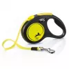 Flexi New NEON Roll-Leine 5 m – Bandleine, für kleine Hunde bis 15 kg, schwarz/gelb