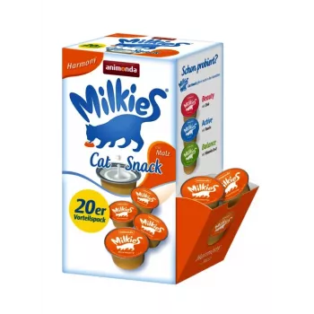 Flüssiger Milchsnack animonda Harmony ANIMONDA Milkies Vorteilspack 20 x 15 g für ausgewachsene Katzen, Milchgeschmack, flüssig