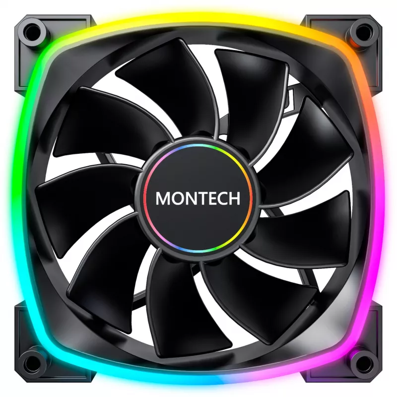 MONTECH RX140 PWM 140mm ARGB Reverse-Blade-Gehäuselüfter - Schwarz