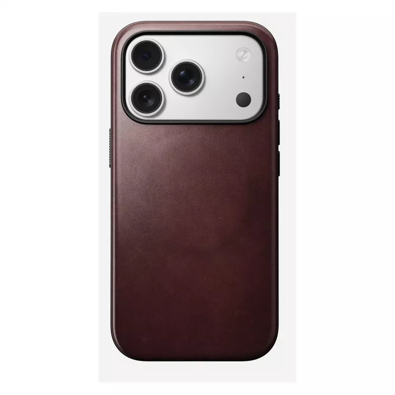 Handyhülle Nomad Modern Leather Case für iPhone 17 Pro, Leder + TPU + PC, passend für 16 cm (6,3 Zoll) Bildschirm, Bordeaux
