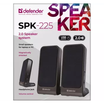 DEFENDER SPK-225 Kabelgebundene 2.0-Lautsprecher, 4 W RMS, USB/DC 5 V, 3,5 mm, schwarz