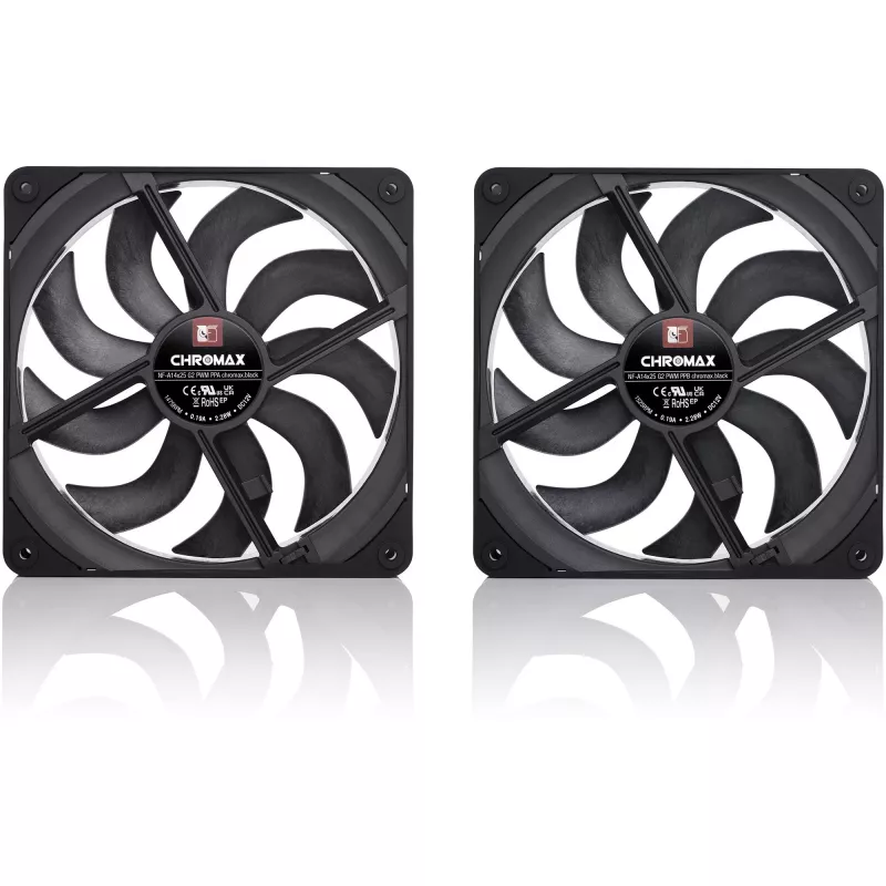 Noctua NF-A14x25 G2 PWM Sx2-PP chromax.Schwarz 140mm Doppellüfter-Set