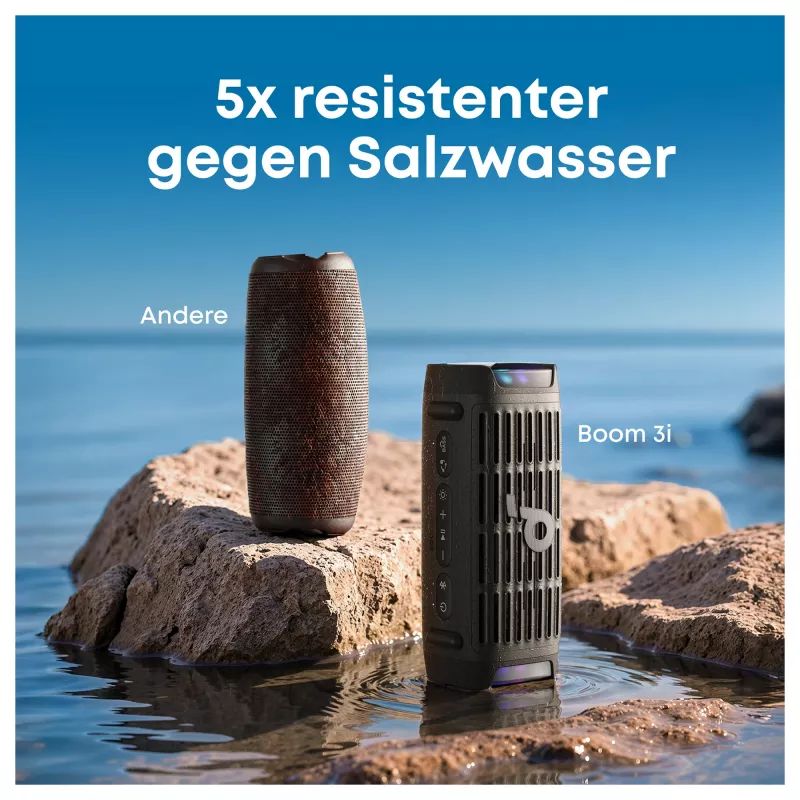 ANKER Soundcore Boom 3i schwarz robuster Outdoor Bluetooth Lautsprecher IP68 50W BassUp 16h Spielzeit Lichtshow TWS-Stereo