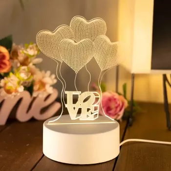 Nachtlampe Extralink HOME 3D Optische Illusion Vier Herzen USB Nachttischlampe