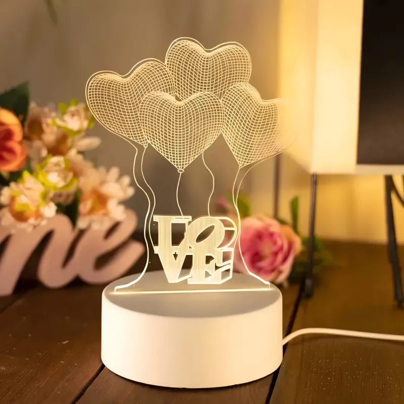 Nachtlampe Extralink HOME 3D Optische Illusion Vier Herzen USB Nachttischlampe
