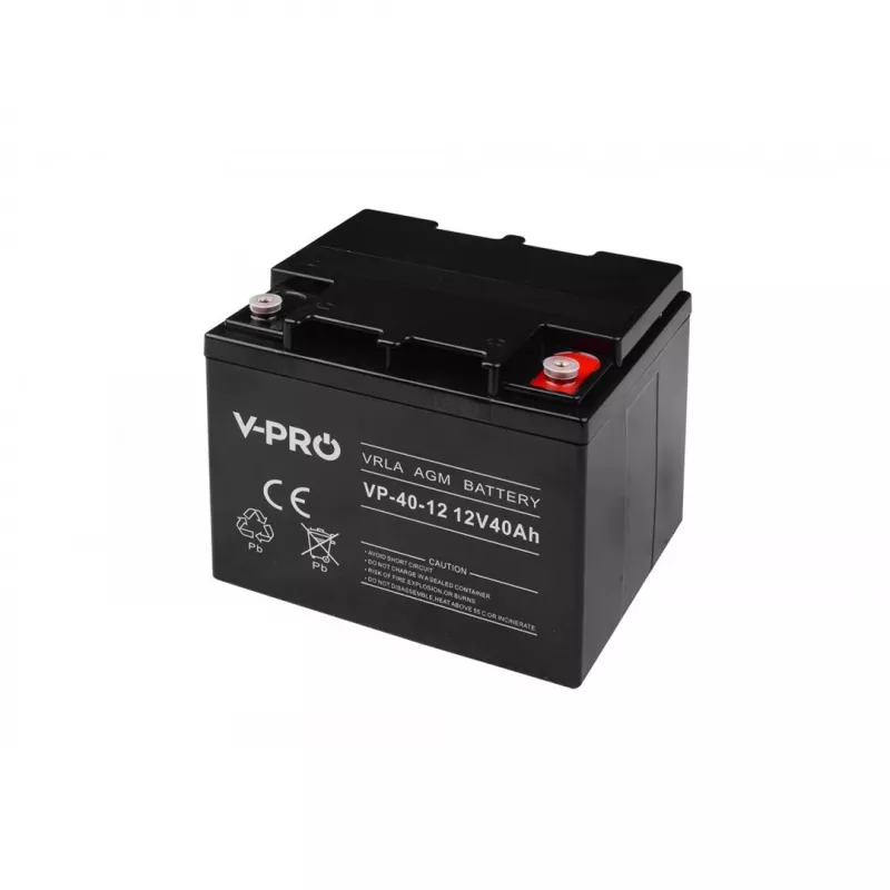 Versiegelte AGM-Batterie Volt Polska VPRO 12V 40Ah – wiederaufladbare Blei-Säure-Batterie für USV- und Bereitschaftsbetrieb