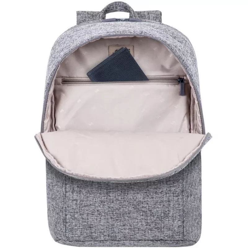 RIVACASE Anvik 15.6 Laptop-Rucksack, 15L, grau, wasserdichtes Gewebe, Fächer für 10.5 Tablet, Smartphone, Dokumente, Zubehör, Flasche