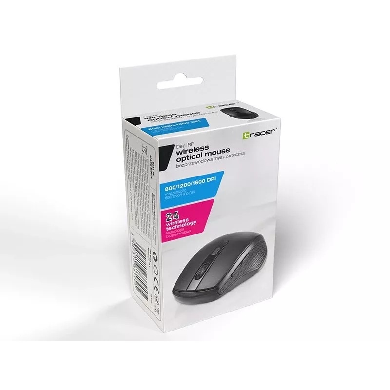 Kabellose optische Maus TRACER TRAMYS46729, RF 10 m, 1600 DPI, 6 Tasten, rechtshändig, Nano-Empfänger, batteriebetrieben
